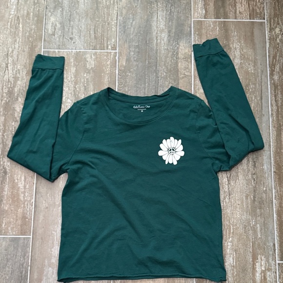 Rebellions One Green Long Sleeve Tee with Peace Graphic - Picture 2 of 5
